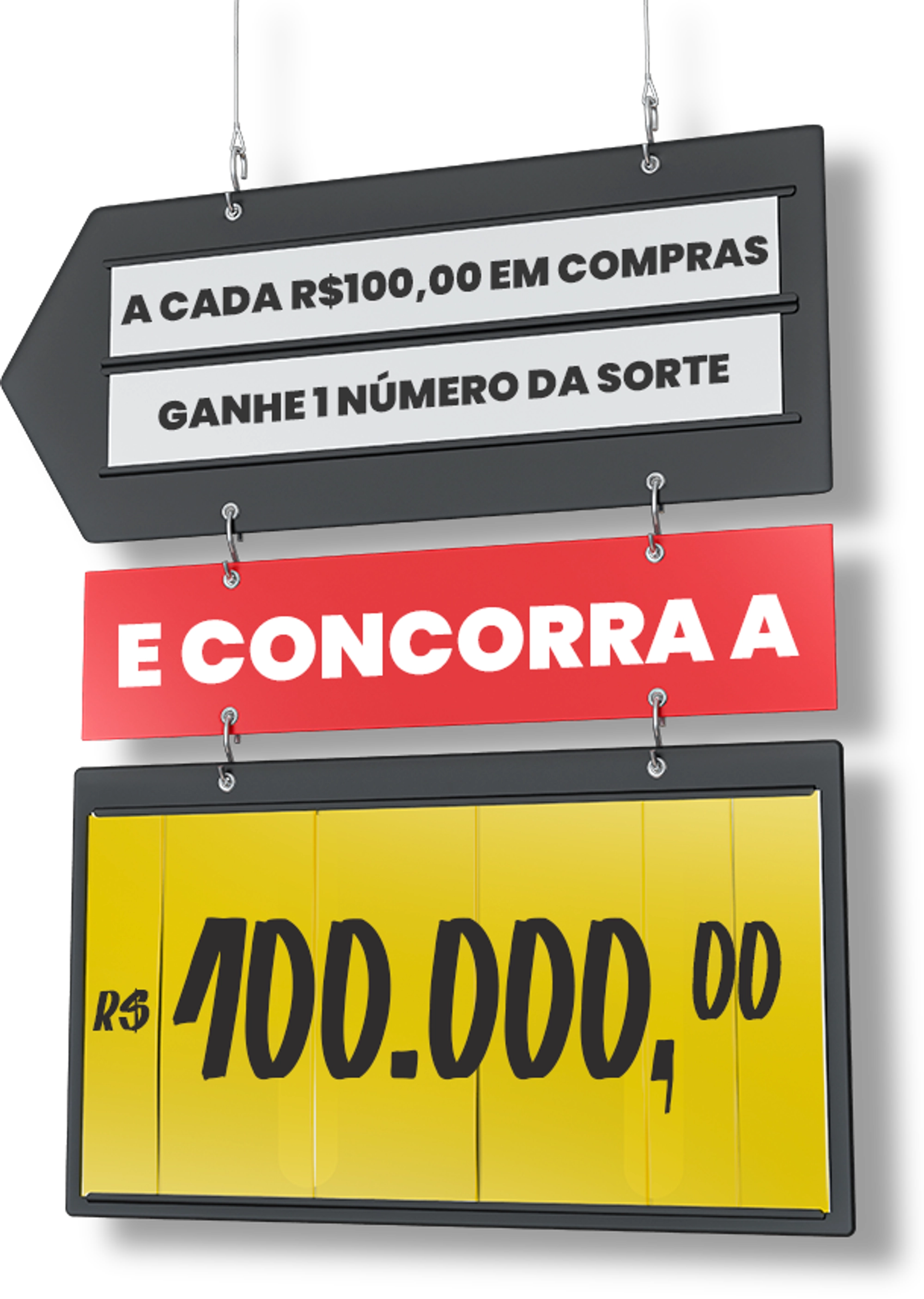 A cada 100 reais em compras, ganhe um número da sorte